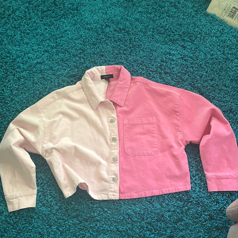 Forever21+ Two-Toned Pink Cropped Corduroy Jacket Size 1X.